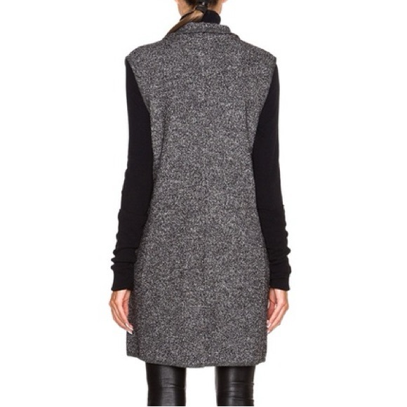 Tahari Wool blend Charcoal Gray black Textured longline Vest pockets Sz 1X - Picture 7 of 15